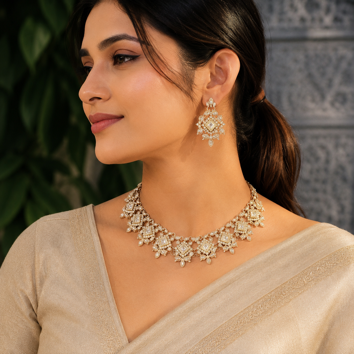 Ivory Royale Kundan Necklace Set