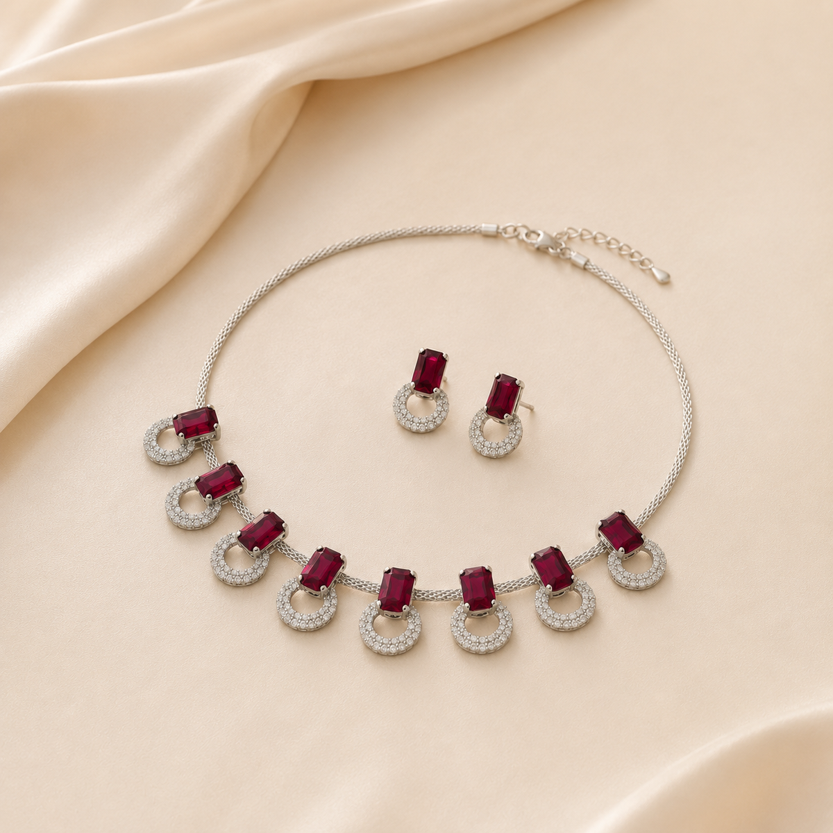 Ruby Aura Crystal Necklace Set