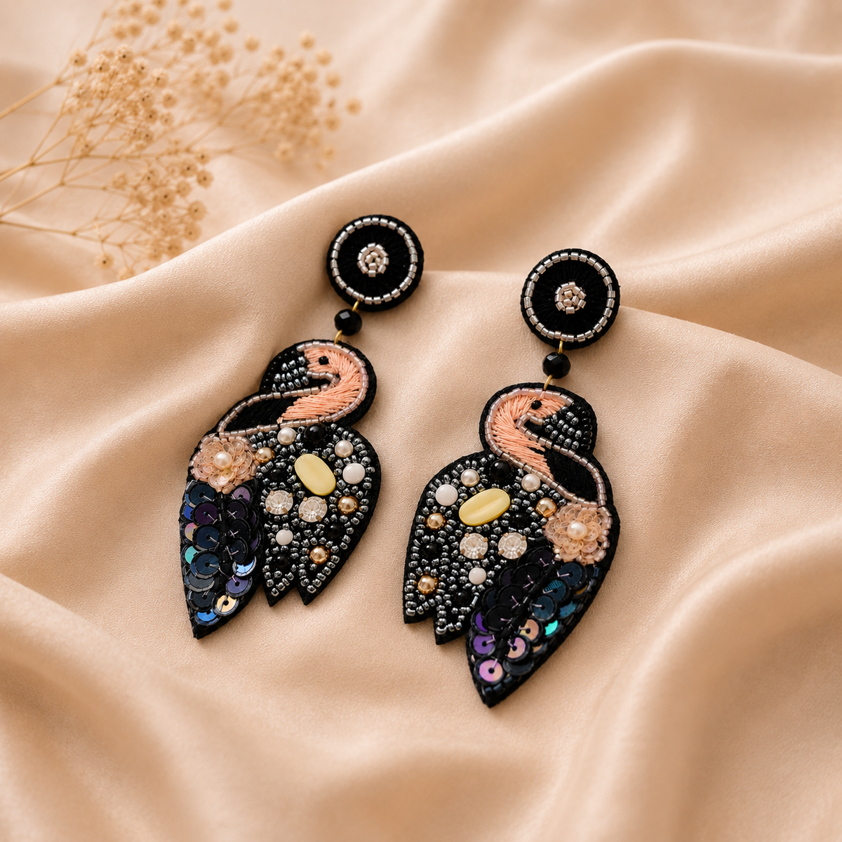 Handcrafted Flamingo Statement Earrings