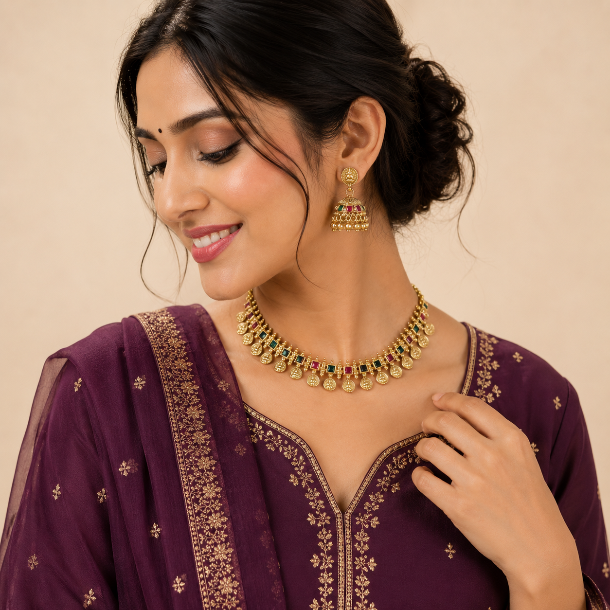 Aaradhya Temple Necklace Set